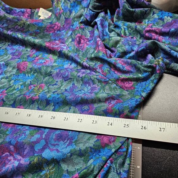 Vintage Drop Waist Dress Women 2X Floral 80s Glam Rock Pleated Festival Cottage - Picture 8 of 9